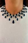Buy_PRERTO_Sapphire Imitation Gemstones Infinity Necklace Set _at_Aza_Fashions