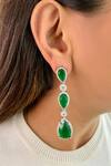 Shop_Prerto_Emerald Green Stones Diamond Infinity Necklace Set _at_Aza_Fashions