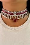 Buy_Prerto_Red Diamonds Bally Ruby Stones Necklace Set _at_Aza_Fashions