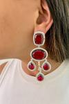 Shop_PRERTO_Red Chunky Ruby Statement Necklace Set_at_Aza_Fashions