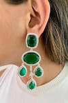 Shop_Prerto_Emerald Green Gemstones Chunky Statement Necklace Set _at_Aza_Fashions