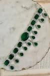 Prerto_Emerald Green Gemstones Chunky Statement Necklace Set _Online_at_Aza_Fashions