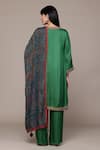 Shop_Ritu Kumar_Emerald Green Viscose Embroidery Round Neck Yale Kurta Pant Set With Dupatta _at_Aza_Fashions