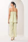 Shop_Sue Mue_Mint Linen Embroidery Square Neck Green Floral Co-ordinate Set _at_Aza_Fashions