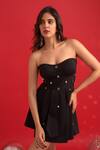 Dev And Viv_Black Nylon, Rayon, Spandex Sweetheart Neck Strapless Designer Dress _Online_at_Aza_Fashions