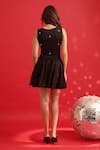 Shop_Dev And Viv_Black Nylon, Rayon, Spandex Round Neck Designer Dress With Embellishments _at_Aza_Fashions