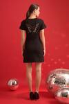 Shop_Dev And Viv_Black Nylon, Rayon, Spandex Embroidery Round Neck Butterfly Dress _at_Aza_Fashions
