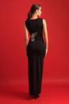 Shop_Dev And Viv_Black Nylon, Rayon, Spandex Beads Designer Dress With Butterfly Embellishment _at_Aza_Fashions