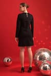 Shop_Dev And Viv_Black Nylon, Rayon, Spandex Sequins Round Neck Butterfly Embellished Dress _at_Aza_Fashions