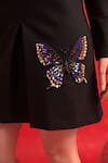 Buy_Dev And Viv_Black Nylon, Rayon, Spandex Sequins Round Neck Butterfly Embellished Dress _Online_at_Aza_Fashions