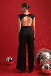 Shop_Dev And Viv_Black Polyester, Rayon, Lurex Round Neck Designer Jumpsuit _at_Aza_Fashions
