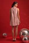 Shop_Dev And Viv_Pink Polyester, Rayon, Lurex Beads Round Neck Designer Dress _at_Aza_Fashions