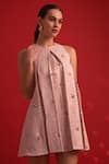Buy_Dev And Viv_Pink Polyester, Rayon, Lurex Beads Round Neck Designer Dress _Online_at_Aza_Fashions