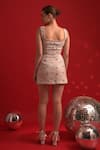 Shop_Dev And Viv_Pink Polyester, Rayon, Lurex Beads Square Neck Embellished Designer Dress _at_Aza_Fashions