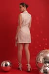 Shop_Dev And Viv_Pink Polyester, Lurex Collared Designer Wrap Dress _at_Aza_Fashions