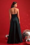 Shop_Dev And Viv_Green Polyester Halter Neck Elegant Gown _at_Aza_Fashions