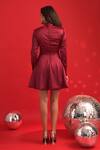 Shop_Dev And Viv_Red Polyester High Neck Satin Designer Dress _at_Aza_Fashions