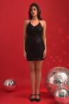Buy_Dev And Viv_Black Polyester Sequins Halter Neck Dress _at_Aza_Fashions