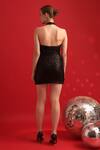 Shop_Dev And Viv_Black Polyester Sequins Halter Neck Dress _at_Aza_Fashions