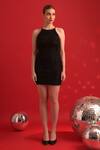 Dev And Viv_Black Polyester, Lycra High Neck Designer Dress _Online_at_Aza_Fashions