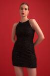Buy_Dev And Viv_Black Polyester, Lycra High Neck Designer Dress _Online_at_Aza_Fashions