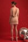 Shop_Dev And Viv_Gold Polyester, Lycra V-neck Textured Designer Dress _at_Aza_Fashions