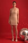 Buy_Dev And Viv_Gold Polyester, Lycra V-neck Textured Designer Dress _at_Aza_Fashions