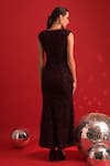 Shop_Dev And Viv_Burgundy Polyester, Lycra Scoop Neck Black Designer Dress _at_Aza_Fashions