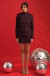 Buy_Dev And Viv_Purple Polyester, Lycra High Neck Designer Dress _at_Aza_Fashions