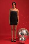 Buy_Dev And Viv_Black Polyester, Lycra Sequins Off-shoulder Strapless Designer Dress _Online_at_Aza_Fashions