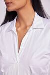 Dev And Viv_White Cotton Collared Designer Dress _Online_at_Aza_Fashions