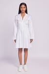 Buy_Dev And Viv_White Cotton Collared Designer Dress _at_Aza_Fashions