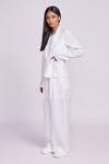 Shop_Dev And Viv_White Open Neck Lyocell Linen Jacket _at_Aza_Fashions
