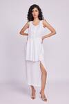 Buy_Dev And Viv_White Linen Round Neck Button Detail Maxi Dress _at_Aza_Fashions