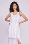 Buy_Dev And Viv_White Linen Round Neck Button Detail Maxi Dress _Online_at_Aza_Fashions