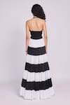 Shop_Dev And Viv_Black Cotton Halter Neck And White Striped Maxi Dress _at_Aza_Fashions