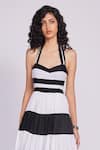Buy_Dev And Viv_Black Cotton Halter Neck And White Striped Maxi Dress _Online_at_Aza_Fashions
