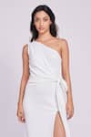 Buy_Dev And Viv_White Rayon Asymmetric One Shoulder Dress _Online_at_Aza_Fashions