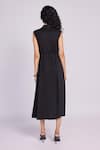 Shop_Dev And Viv_Black Rayon Collared Buttoned Dress With Belt _at_Aza_Fashions
