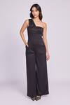 Buy_Dev And Viv_Black Viscose One Shoulder Designer Jumpsuit _at_Aza_Fashions