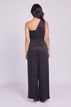 Shop_Dev And Viv_Black Viscose One Shoulder Designer Jumpsuit _at_Aza_Fashions