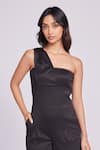 Buy_Dev And Viv_Black Viscose One Shoulder Designer Jumpsuit _Online_at_Aza_Fashions