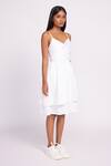 Dev And Viv_White Cotton V-neck Spaghetti Strap Dress _Online_at_Aza_Fashions