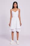 Buy_Dev And Viv_White Cotton V-neck Spaghetti Strap Dress _at_Aza_Fashions