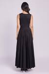 Shop_Dev And Viv_Black Cotton Buckles Round Neck Designer Dress _at_Aza_Fashions