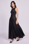 Dev And Viv_Black Cotton Buckles Round Neck Designer Dress _Online_at_Aza_Fashions