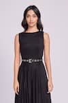 Buy_Dev And Viv_Black Cotton Buckles Round Neck Designer Dress _Online_at_Aza_Fashions