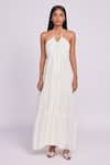 Buy_Dev And Viv_White Cotton Lace Halter Neck Maxi Dress _at_Aza_Fashions