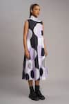 Taika By Poonam Bhagat_Purple Linen Collared Lilac Retro Printed Dress _Online_at_Aza_Fashions