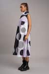 Buy_Taika By Poonam Bhagat_Purple Linen Collared Lilac Retro Printed Dress _Online_at_Aza_Fashions